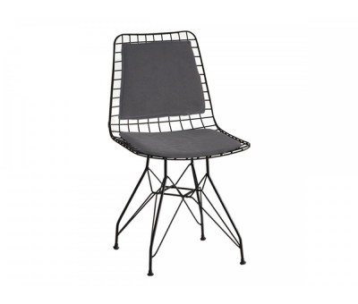 Sandalye 1460 siyah Boya Ayak + 9501  Gri Kumaş Sırtlı