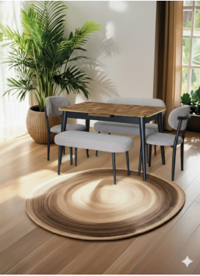 4402 POLO SİYAH KAHVE BENÇ TAKIM  SET 70*110+30