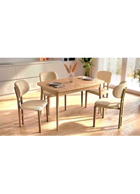2235+1411 BABİL METAL AYAKLI TRAVERTEN 80,130+30 AÇILIR TABLA  +..T.. SAN MASA TAKIMI