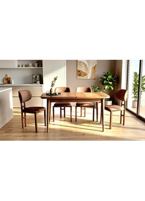 2235+1411 BABİL PARİS AYAKLI CEVİZ 80,130+30 AÇILIR TABLA  +..T.. SAN MASA TAKIMI