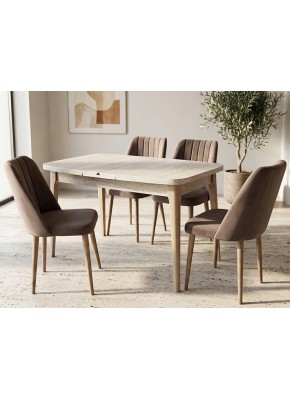 2235+9204 BABİL TRAVERTEN TBL MDF 80*130+30 KELEBEK AÇILIR MUTFAK MASA+1221