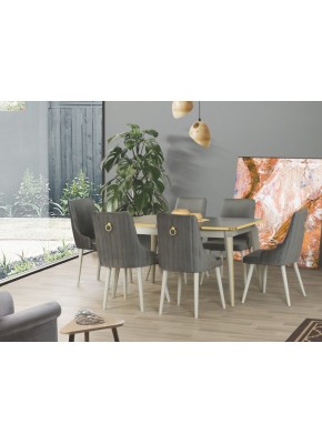 3101+1225 ASOS SAHRA KUMTAŞI GRİARİS GOLD SALON MASASI 