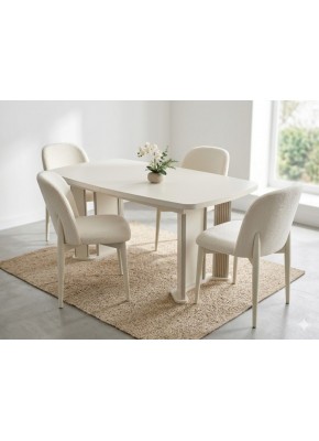 3211 PABLO ELİPS AYTAŞI GRİ RENK MDF 90+160+30 SALON MASA+2203 İKONİK KREM