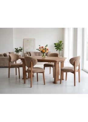 3211 PABLO İKONİK CEVİZ MDF 90+160+30 SALON MASA+2202 ELİPS KAHVE SAN