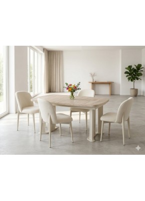 3211 PABLO İKONİK TRAVERTEN AYTAŞI MDF 90+160+30 SALON MASA+2203 İKONİK AYTAŞI KREM SAN