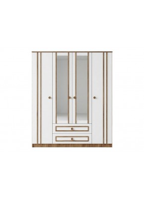 4114 SAHRA MDF 4 KAPILI CEVİZ AYTAŞI GARDOLAP