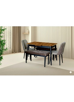 4201 MİLANO AHŞP SİYAH KAHVE BENÇ TAKIM  SET 70*110+30