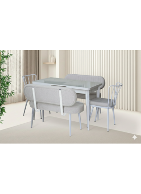 4403 KONFOR BEYAZ KREM BENÇ TAKIM  SET 70*110+30