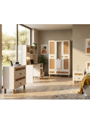 MİLA STORLU AYTAŞI CEVİZ MDF 3 KAPILI  GENÇ ODASI