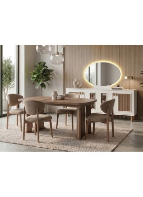 MİLA (180CM KONSL) MDF CEVİZ YEMEK ODASI TAKIMI+3211 MASA