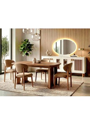 MİLA (180CM KONSL) MDF CEVİZ YEMEK ODASI TAKIMI+3211 MASA