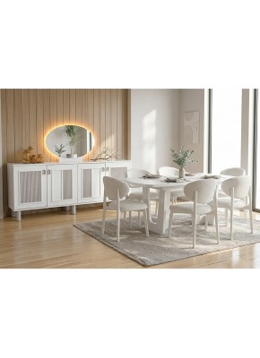 MİLA (180CM KONSL) MDF AYTAŞI GRİ YEMEK ODASI TAKIMI+3211 MASA