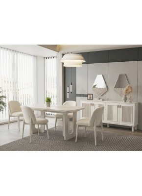 MİLA (180CM KONSL) MDF AYTAŞI GRİ YEMEK ODASI TAKIMI+3211 MASA 