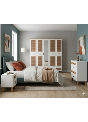 MİLA STORLU CEVİZ AYTAŞI  MDF 5 KAPILI  YATAK ODASI 