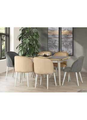 ASOS SET 2 MASA 3101+9207  KUMTAŞI GOLD YEMEK MASASI 