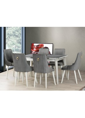 ASOS SET 1 MASA 3101+9207  KUMTAŞI KROM YEMEK MASASI 