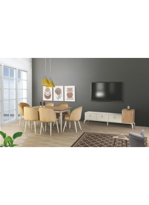 YEMEK ODASI ASOS 2101 TV ÜNİTELİ TAKIM CEVİZ
